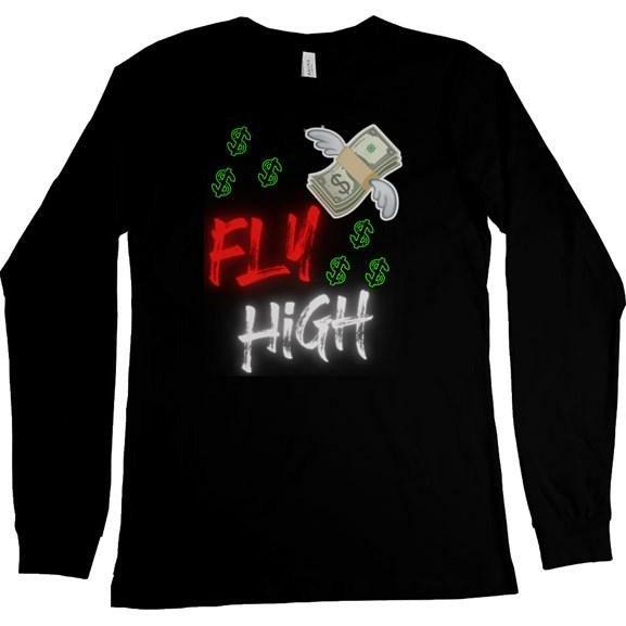 Fly High Money Emoji Long Sleeve T Shirt