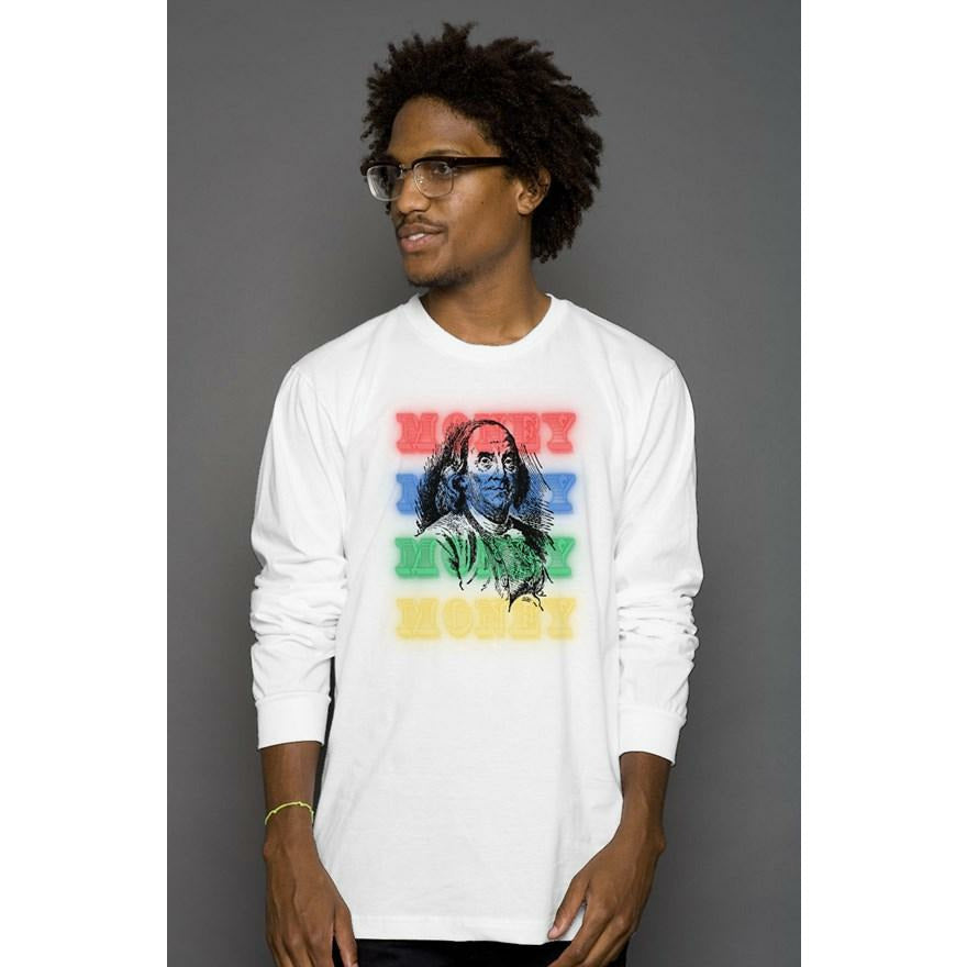 Benjamin Franklin Neon Money long sleeves Tshirt