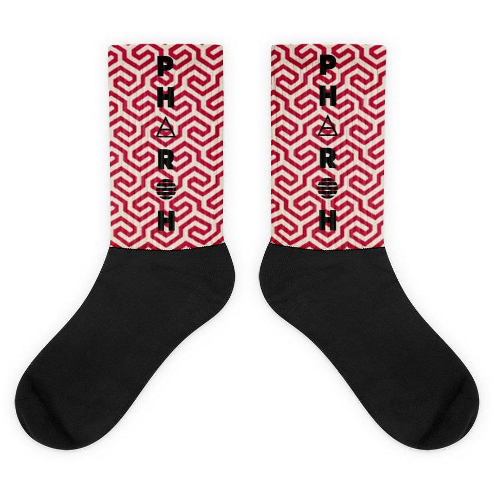 Pharoh Logo Geometric Red Socks - Pharaohathletics